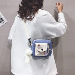 Canvas Crossbody Bags Womens Handbags Patchwork Students Style