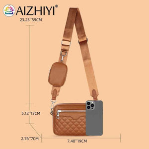Leather Crossbody Bag Rhombus Pattern Zipper Small Purse Travel Daily Handbag