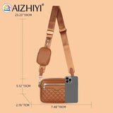 Leather Crossbody Bag Rhombus Pattern Zipper Small Purse Travel Daily Handbag