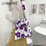 Flower Print Shoulder Handbag for Autumn Winter