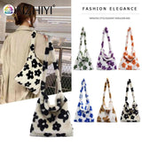 Flower Print Shoulder Handbag for Autumn Winter