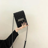 Women Pattern Shoulder Bag Hardware Chain Strap Block Messenger