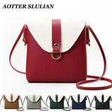 Women Contrast Crossbody Bag PU Leather Phone Purse Female Shoulder Strap