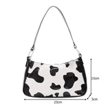 Animal Cow Printed Shoulder Underarm Bag Women Casual PU Leather Travel Handbags