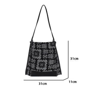 Bohemian Vintage Shoulder Bag Soft Print High Capacity Tote Handbag