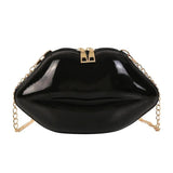 Solid Lips Women PVC Crossbody Handbags Chain Messenger Bags
