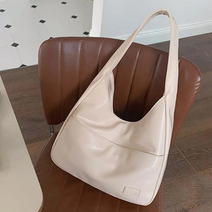 Casual Shoulder Bag Large Capacity PU Leather Wide Straps Tote Bag