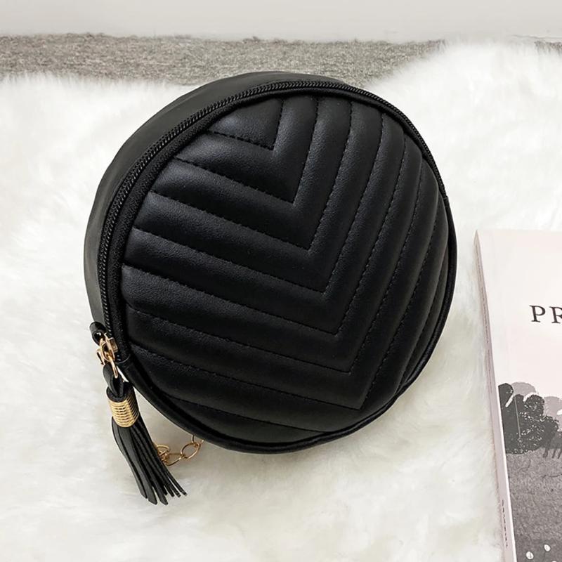 Women's PU Leather Shoulder Bag with Embroidery Thread Detail