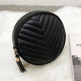 Women's PU Leather Shoulder Bag with Embroidery Thread Detail
