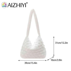 Soft Plush Shopper Bag for Women Fluffy Casual Handbag