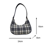 Women Plaid Print PU Leather Canvas Shoulder Bag Small Hobos Purse Handba
