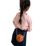 Kids Shoulder Bag PU Leather Cross-Body Pack Metal Chain Strap