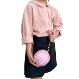 Kids Shoulder Bag PU Leather Cross-Body Pack Metal Chain Strap