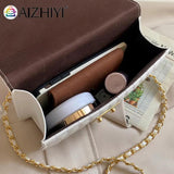 Women Lines Embroidery PU Leather Shoulder Messenger Bag Casual Chain Small Hand
