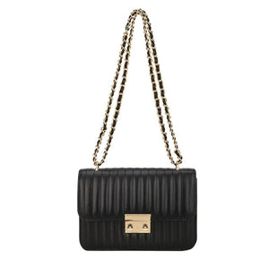 Women Lines Embroidery PU Leather Shoulder Messenger Bag Casual Chain Small Hand