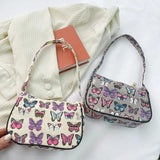 Canvas Underarm Bag Vintage Mini Daisy Butterfly Plaid Handbags