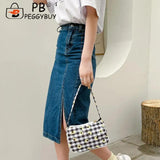 Canvas Underarm Bag Vintage Mini Daisy Butterfly Plaid Handbags