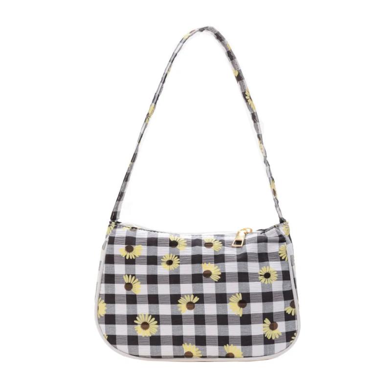 Canvas Underarm Bag Vintage Mini Daisy Butterfly Plaid Handbags
