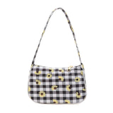 Canvas Underarm Bag Vintage Mini Daisy Butterfly Plaid Handbags