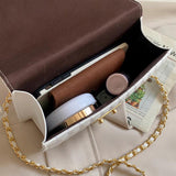 Embroidery Chain Shoulder Bag PU Solid Messenger Bags