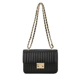 Embroidery Chain Shoulder Bag PU Solid Messenger Bags