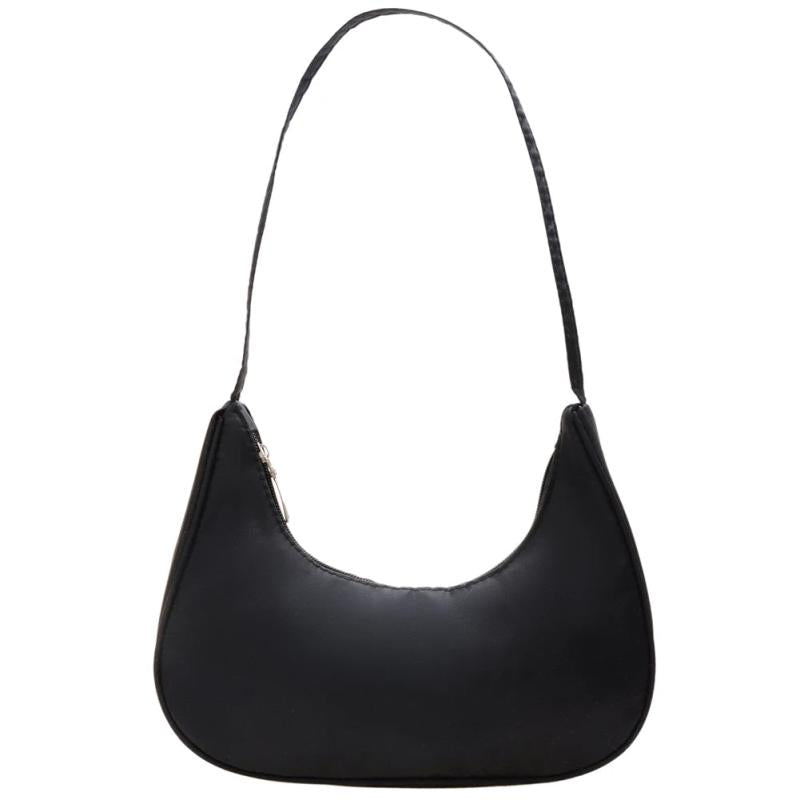 Women Hobo Shoulder Bag Solid Crescent Underarm Bag Nylon Crossbody Handbags