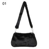 Plush Animal Print Shopper Purses Handbag Shoulder Underarm Bag