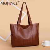 Solid Top-handle Bag Autumn PU Leather Shoulder Satchel Large Capacity