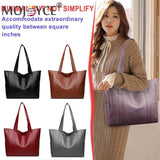 Solid Top-handle Bag Autumn PU Leather Shoulder Satchel Large Capacity