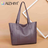Solid Top-handle Bag PU Leather Shoulder Satchel Large Capacity