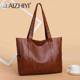 Solid Top-handle Bag PU Leather Shoulder Satchel Large Capacity