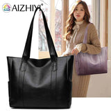 Solid Top-handle Bag PU Leather Shoulder Satchel Large Capacity