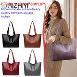 Solid Top-handle Bag PU Leather Shoulder Satchel Large Capacity