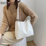 Vintage Solid Leather Shoulder Shopping Bag