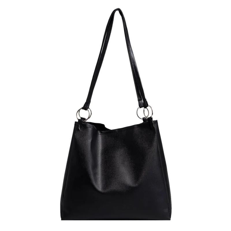 Vintage Solid Leather Shoulder Shopping Bag