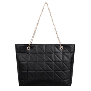 Women Grid Embroidery Thread Quilted Handbag Lady Casual Shoulder Bag