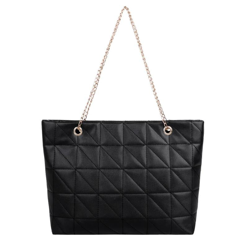 Women Grid Embroidery Thread Quilted Handbag Lady Casual Shoulder Bag