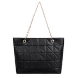 Women Grid Embroidery Thread Quilted Handbag Lady Casual Shoulder Bag