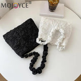 Women Casual Pleated Shoulder Bags Large Tote Shopping Bags