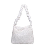 Women Casual Pleated Shoulder Bags Solid Handbags Large Capacity Tote