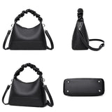 Vintage Pleated Leather Handbag Large Capacity