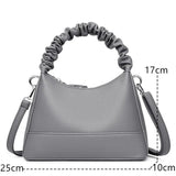 Vintage Pleated Leather Handbag Large Capacity