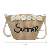 Straw Woven Handbags Beach Letters Embroidery Messenger Bags