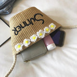 Straw Woven Handbags Beach Letters Embroidery Messenger Bags