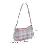 Plaid Printed Soft Underarm Purse Handbag