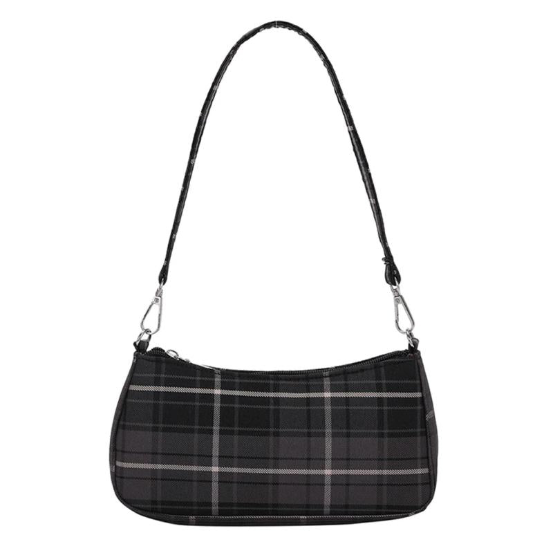 Plaid Printed Soft Underarm Purse Handbag