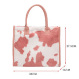 Leopard Print Plush Handbag Set with Square Wallet