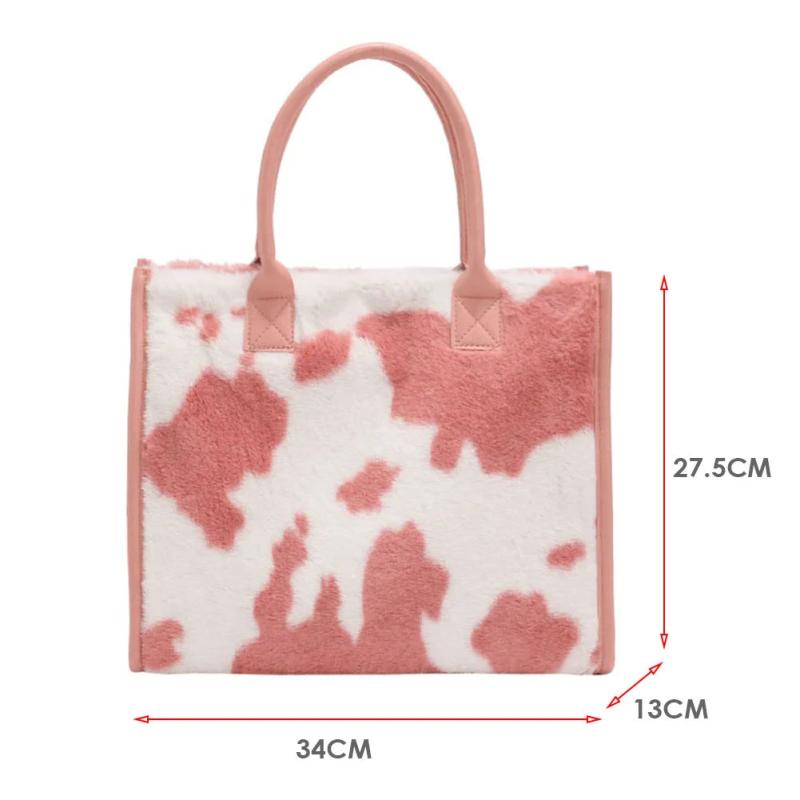 Leopard Print Plush Handbag Set with Square Wallet