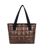 Large Quilted Tote Bag Solid Clutch Retro Shoulder Bag Nylon Plaid Handbag