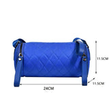 Diamond Lattice Cylinder Crossbody Bags for Women PU Leather Shoulder Bags